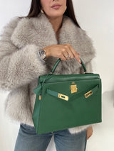 Hermès Vert Clair Courchevel Leather Sellier Kelly 28