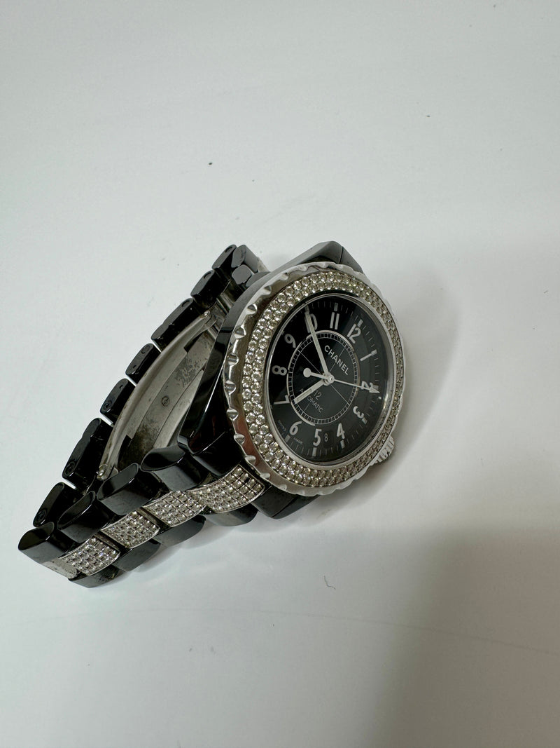 Chanel J12 Black Ceramic Set with Diamond Bezel & Bracelet