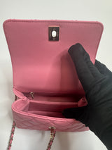 Chanel Mini Coco Top Handle In Pink Caviar Leather