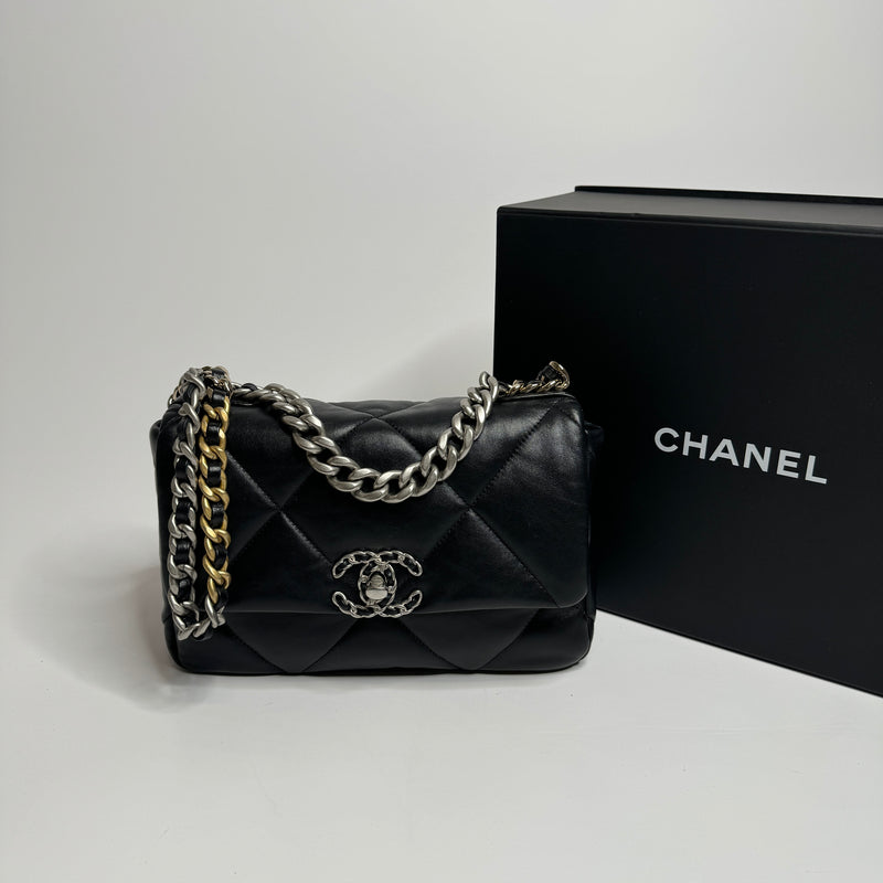 Chanel 19 Small In Black Lambskin Leather