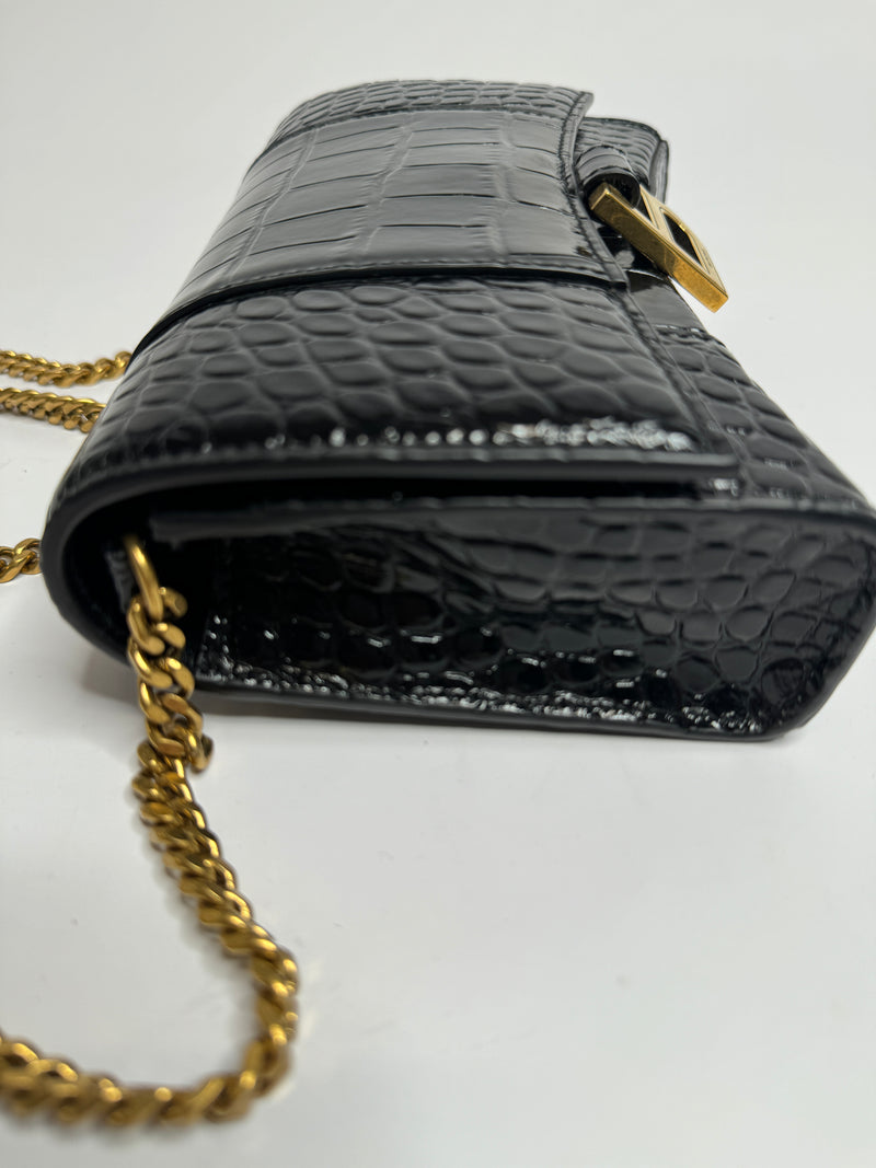 Balenciaga Croc Embossed Hourglass Wallet Chain Bag