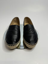 Chanel Black Lambskin Espadrilles (Size 38/UK 5)