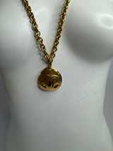 Chanel Vintage 24kt Gold Plated CC Pendant Necklace