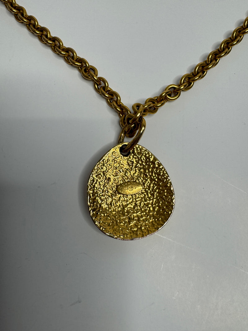 Chanel Vintage 24kt Gold Plated CC Pendant Necklace