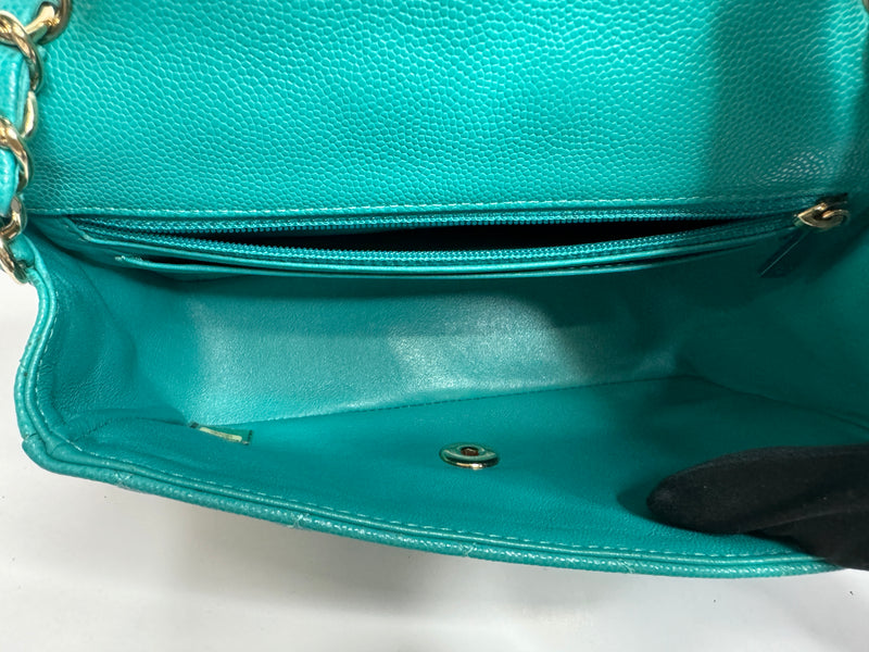 Chanel Mini Rectangle Flap Bag In Turquoise Caviar