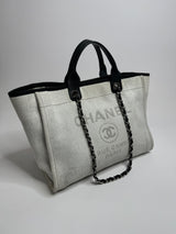 Chanel Deauville Tote Bag In Grey Canvas