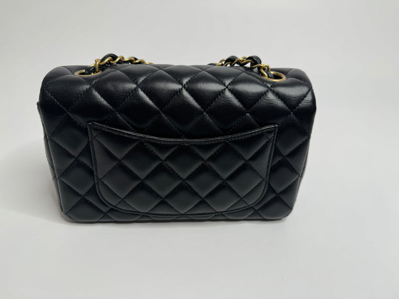 Chanel Mini Rectangle Flap Bag In Black Lambskin