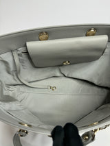 Chanel Dual Handle Tote Bag In Grey Leather
