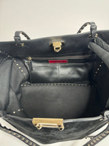 Valentino Rockstud Shoulder Bag in Black Suede/Leather