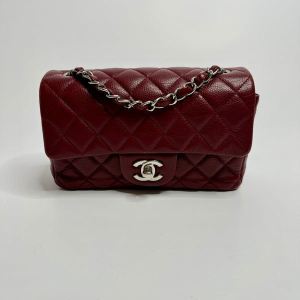 Chanel Mini Rectangle Flap Bag In Red Caviar