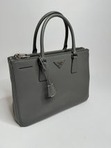 Prada Grey Saffiano Leather Galleria Tote