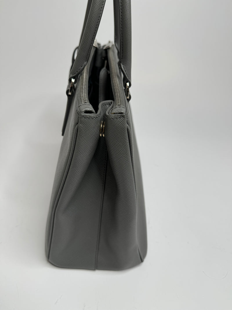 Prada Grey Saffiano Leather Galleria Tote
