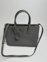 Prada Grey Saffiano Leather Galleria Tote