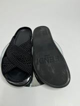 Fendi Reflections Ff-Logo Faux-Raffia Slides (Size 37.5/UK 4.5)