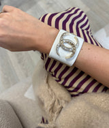 Chanel Cuff Bracelet With Rhinestone CC