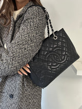 Chanel Grand Shopper Tote In Black Caviar Leather