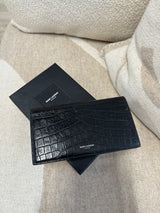 Saint Laurent Black Croc Embossed Wallet
