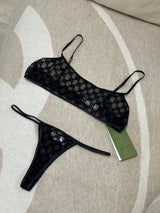 Gucci Tulle Lingerie Black GG Tulle Lingerie Set( Size S / UK 8 )