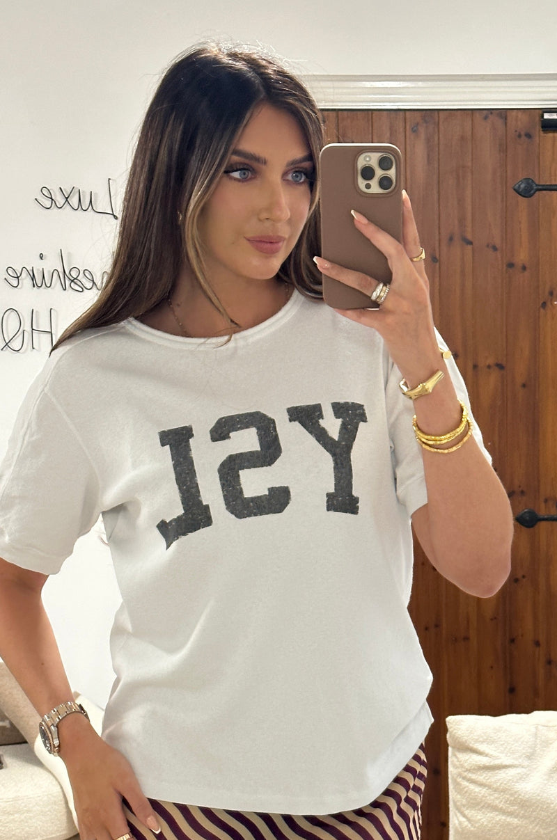 Saint Laurent Logo T-Shirt (Size M/ UK 12 )