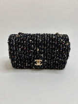 Chanel 22c Tweed Sequin Mini Rectangle Bag