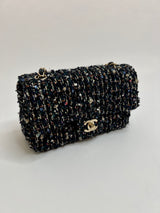 Chanel 22c Tweed Sequin Mini Rectangle Bag