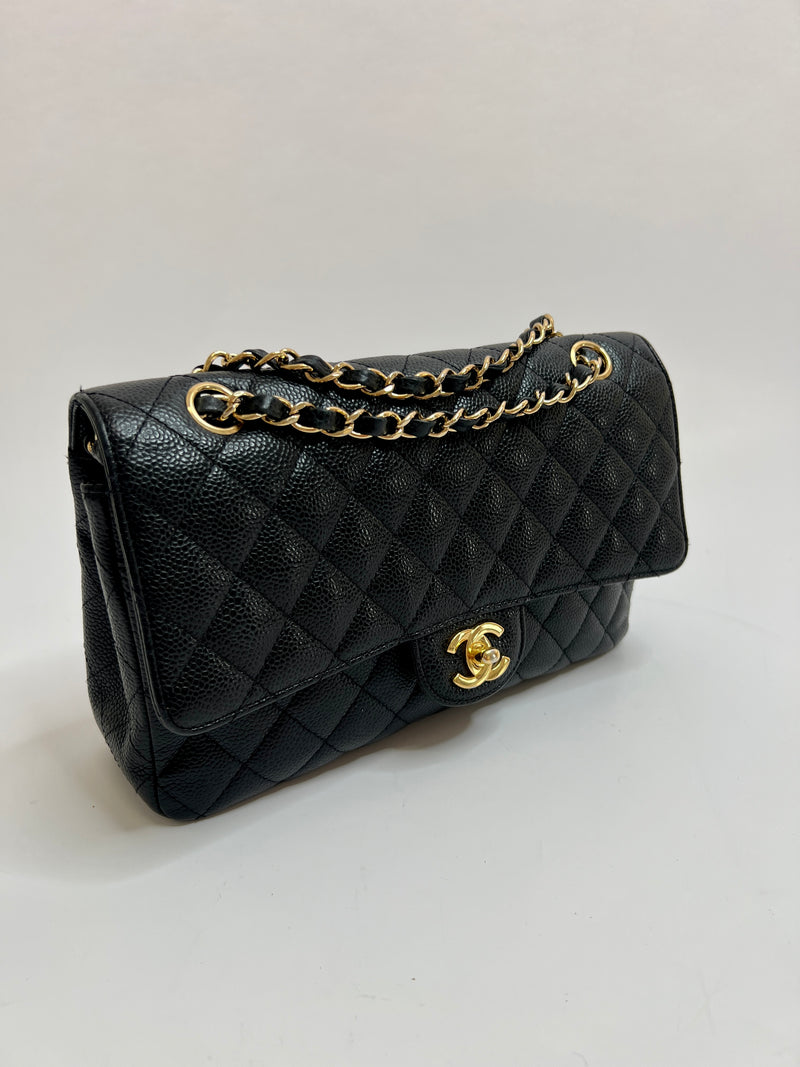 Chanel Black Caviar Leather Medium Classic Double Flap