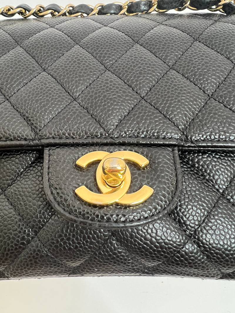 Chanel Black Caviar Leather Medium Classic Double Flap