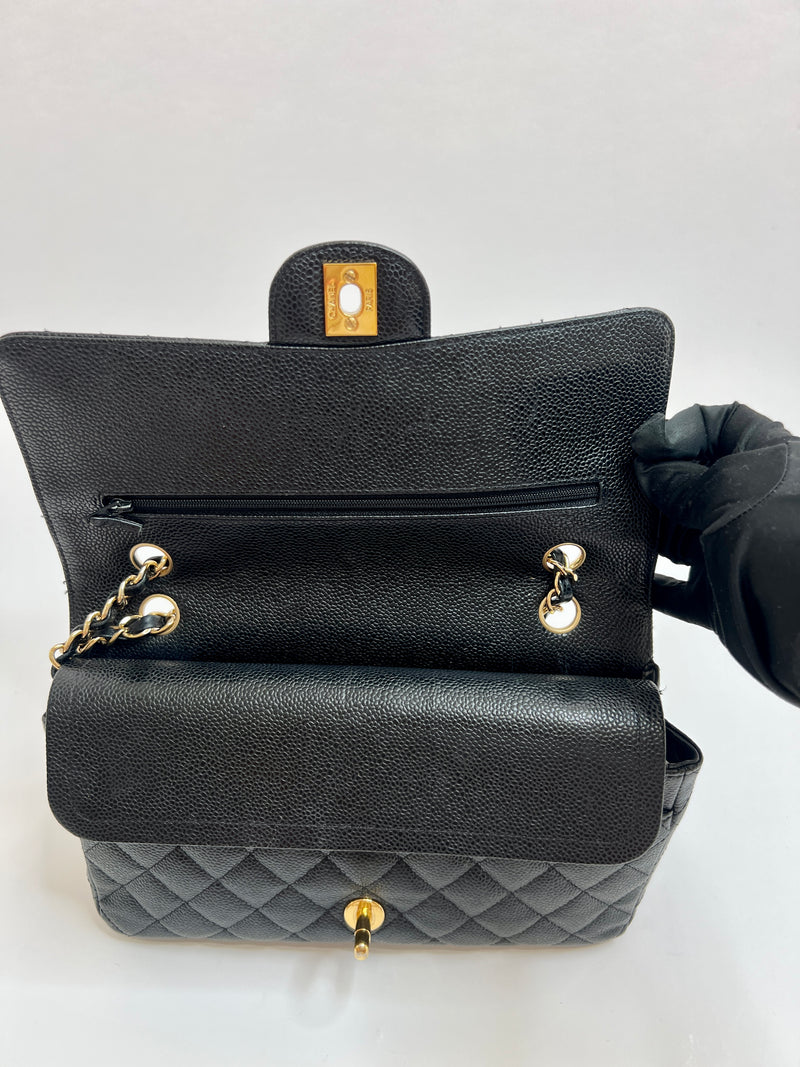 Chanel Black Caviar Leather Medium Classic Double Flap