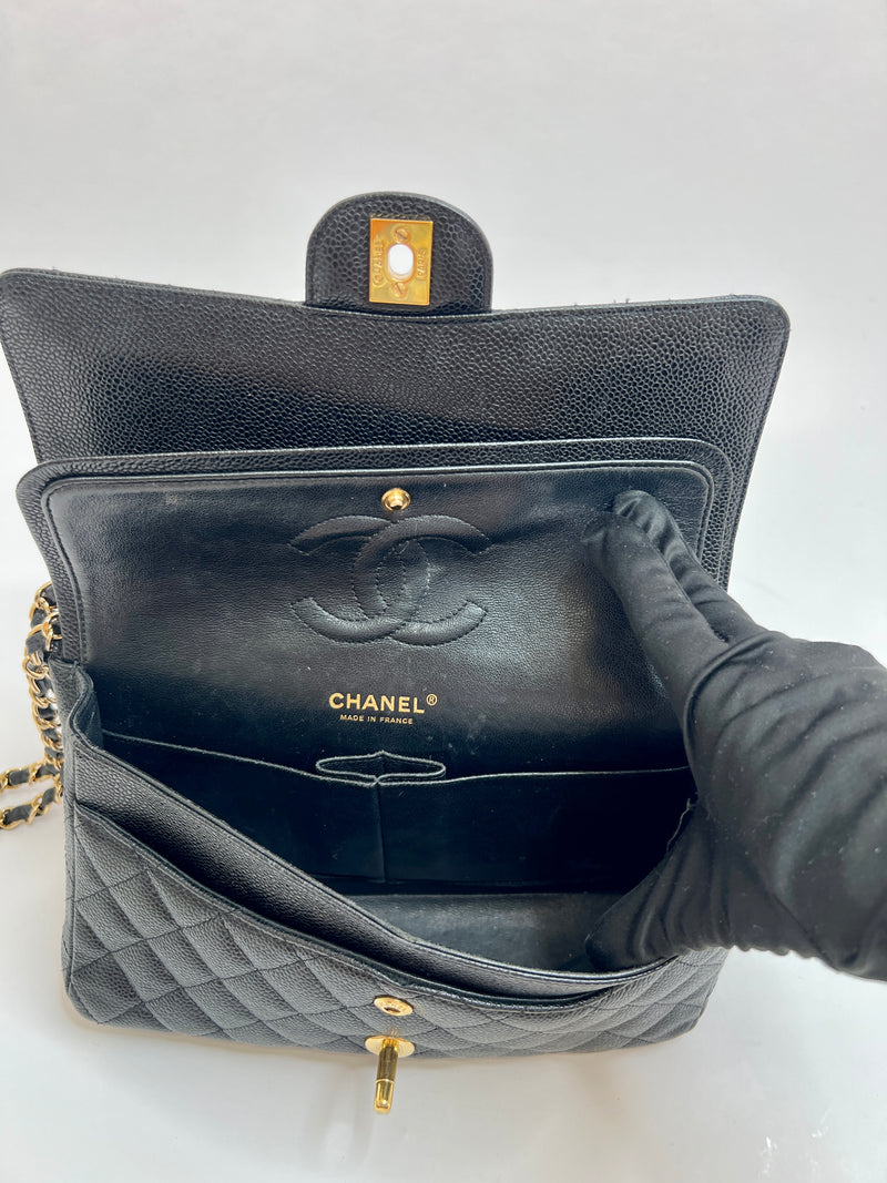 Chanel Black Caviar Leather Medium Classic Double Flap