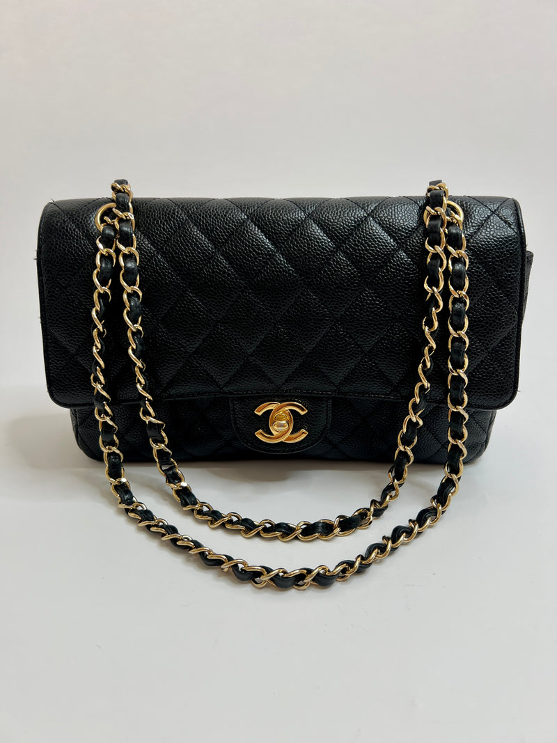 Chanel Black Caviar Leather Medium Classic Double Flap