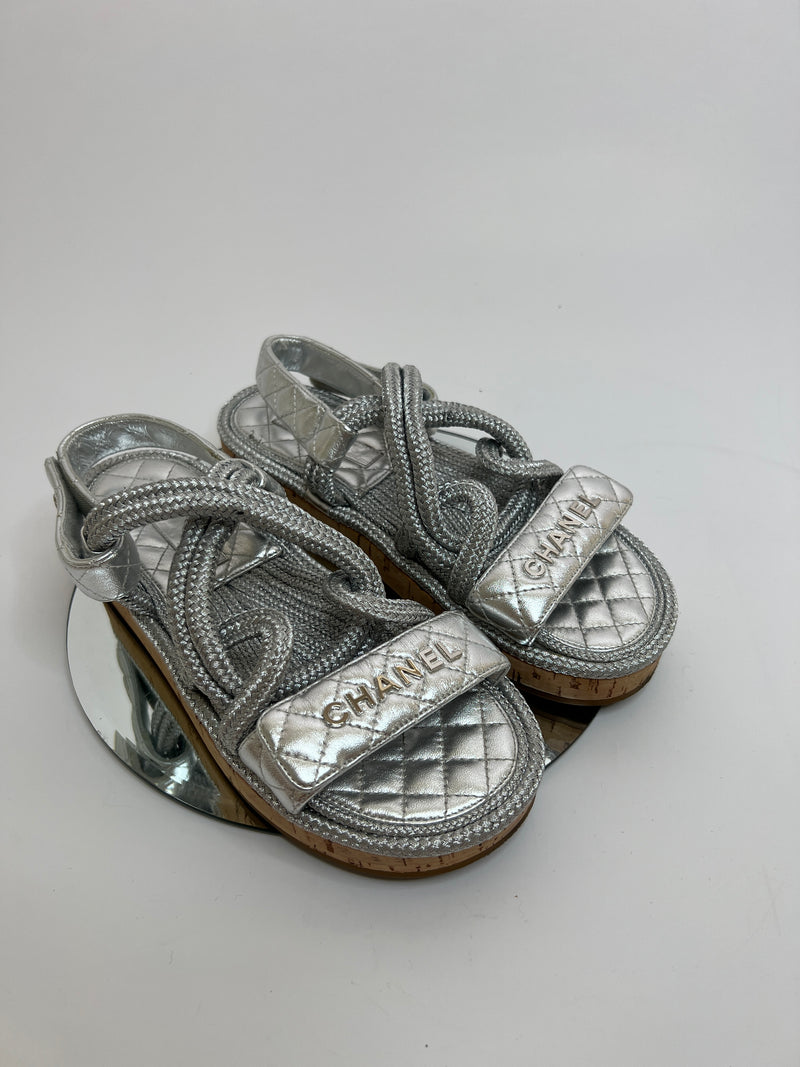 Chanel Silver Rope Sandals (Size 37/UK 4)