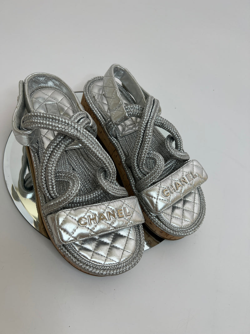 Chanel Silver Rope Sandals (Size 37/UK 4)