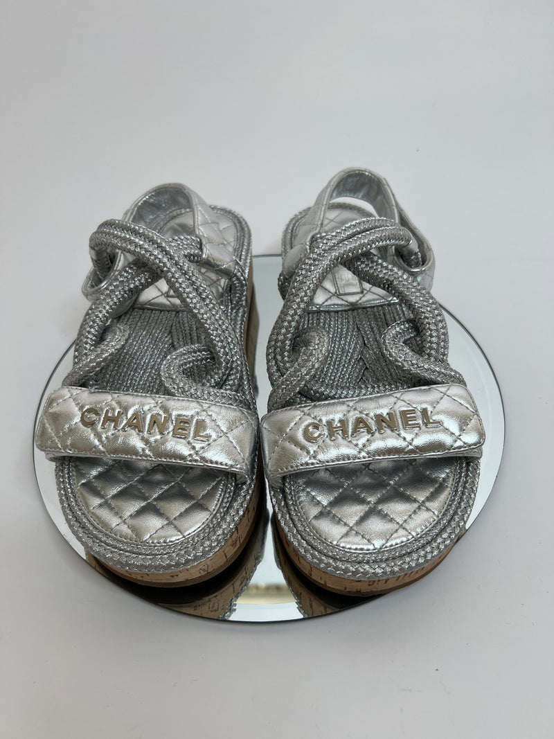 Chanel Silver Rope Sandals (Size 37/UK 4)