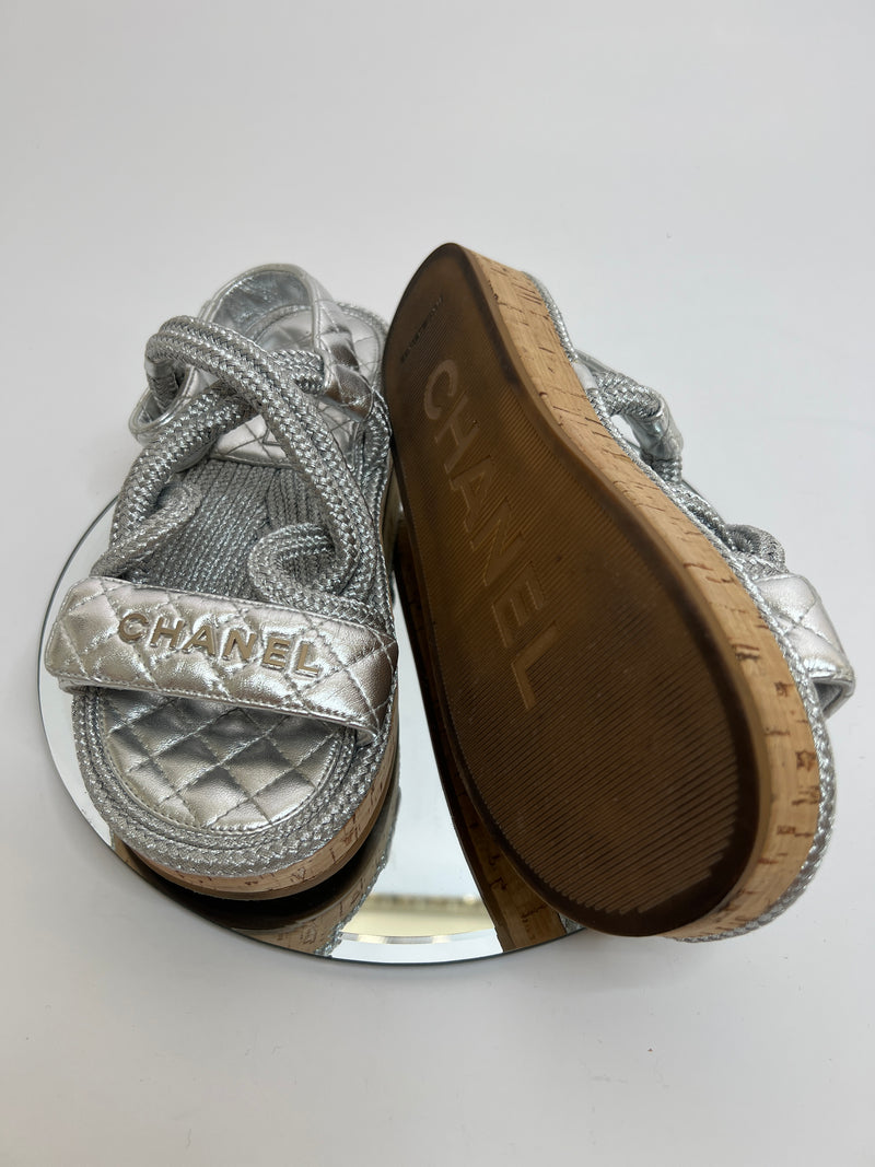 Chanel Silver Rope Sandals (Size 37/UK 4)