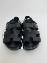 Hermes Black Leather Genius Sandals (Size 37/UK 4)