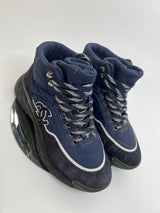 Chanel Navy Nylon And Suede High Top Lace Up Sneakers (Size 37 /UK 4)