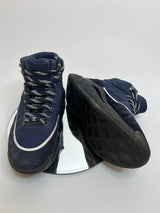 Chanel Navy Nylon And Suede High Top Lace Up Sneakers (Size 37 /UK 4)