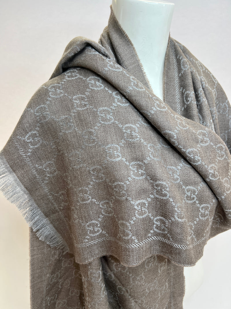 Gucci Brown/Grey Monogram Scarf