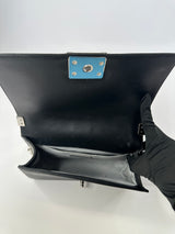 Chanel Medium Boy Bag In Black Chevron Lambskin