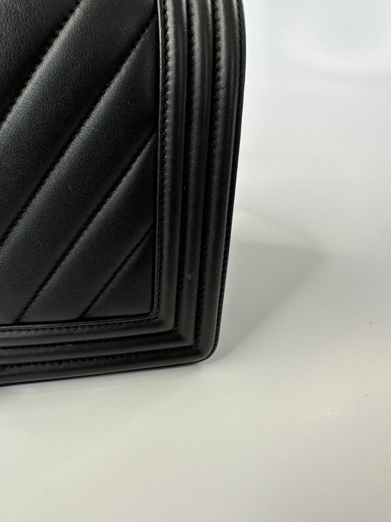 Chanel Medium Boy Bag In Black Chevron Lambskin