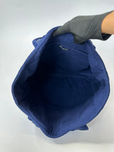 Chanel Navy Cotton Plaque  Beach Bag