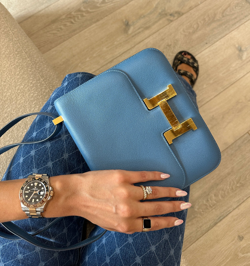 Hermès Constance 24 In Blue Epsom Leather