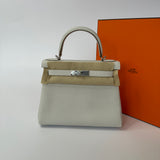 Hermès Kelly 28 II Retourne In Gris Pale With Palladium Hardware
