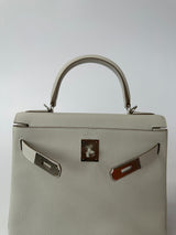 Hermès Kelly 28 II Retourne In Gris Pale With Palladium Hardware