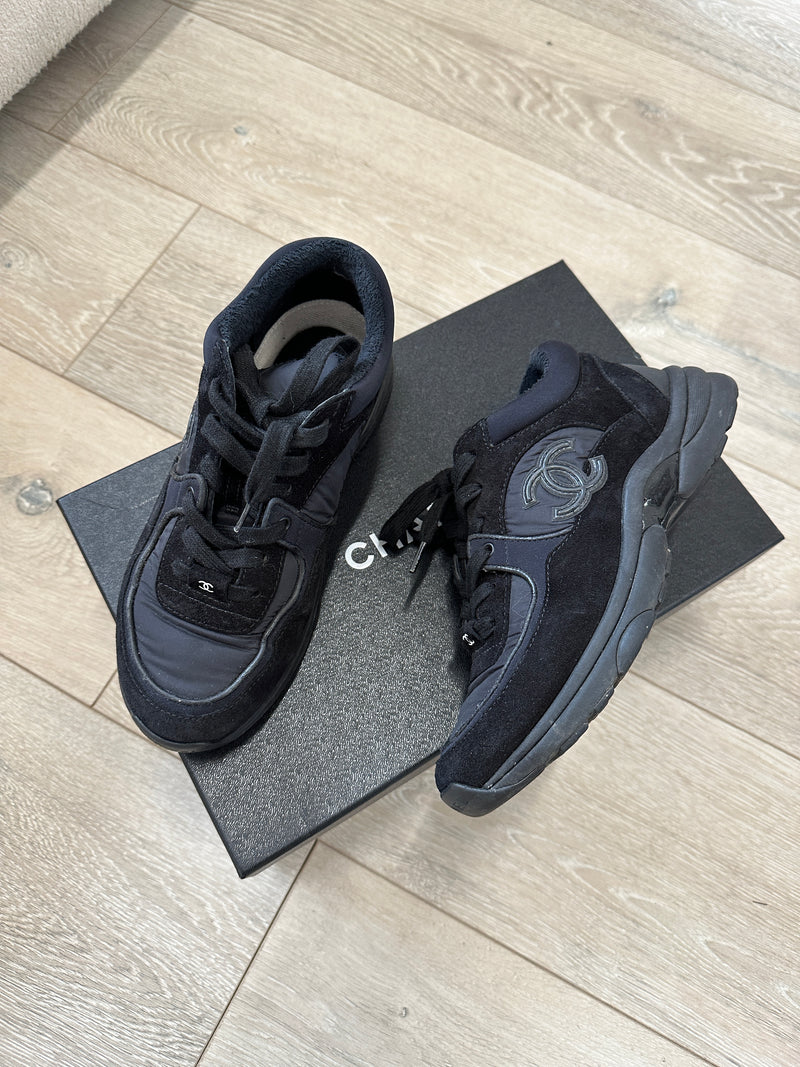 Chanel Black CC Logo Nylon Sneakers (Size 36.5/UK 3.5 )