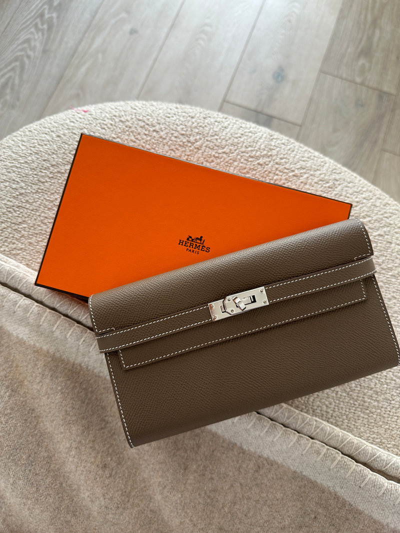 Hermès Kelly Classic Wallet In Etoupe Epsom Leather