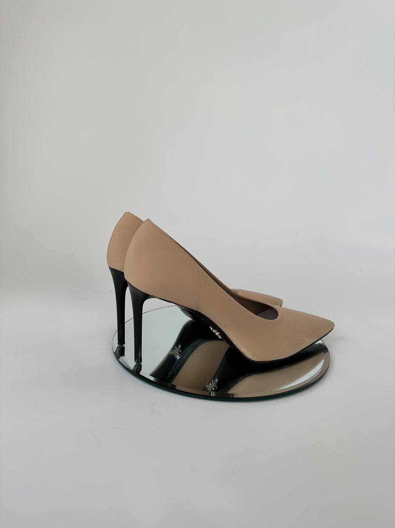Prada Nude Nylon Heels (Size 39/ UK 6)