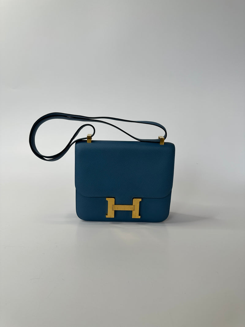 Hermès Constance 24 In Blue Epsom Leather