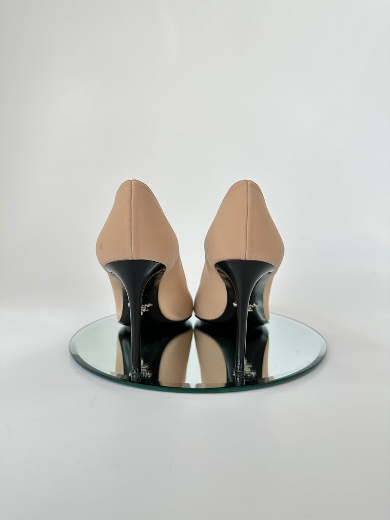 Prada Nude Nylon Heels (Size 39/ UK 6)