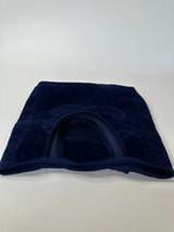 Chanel Navy Cotton Plaque  Beach Bag